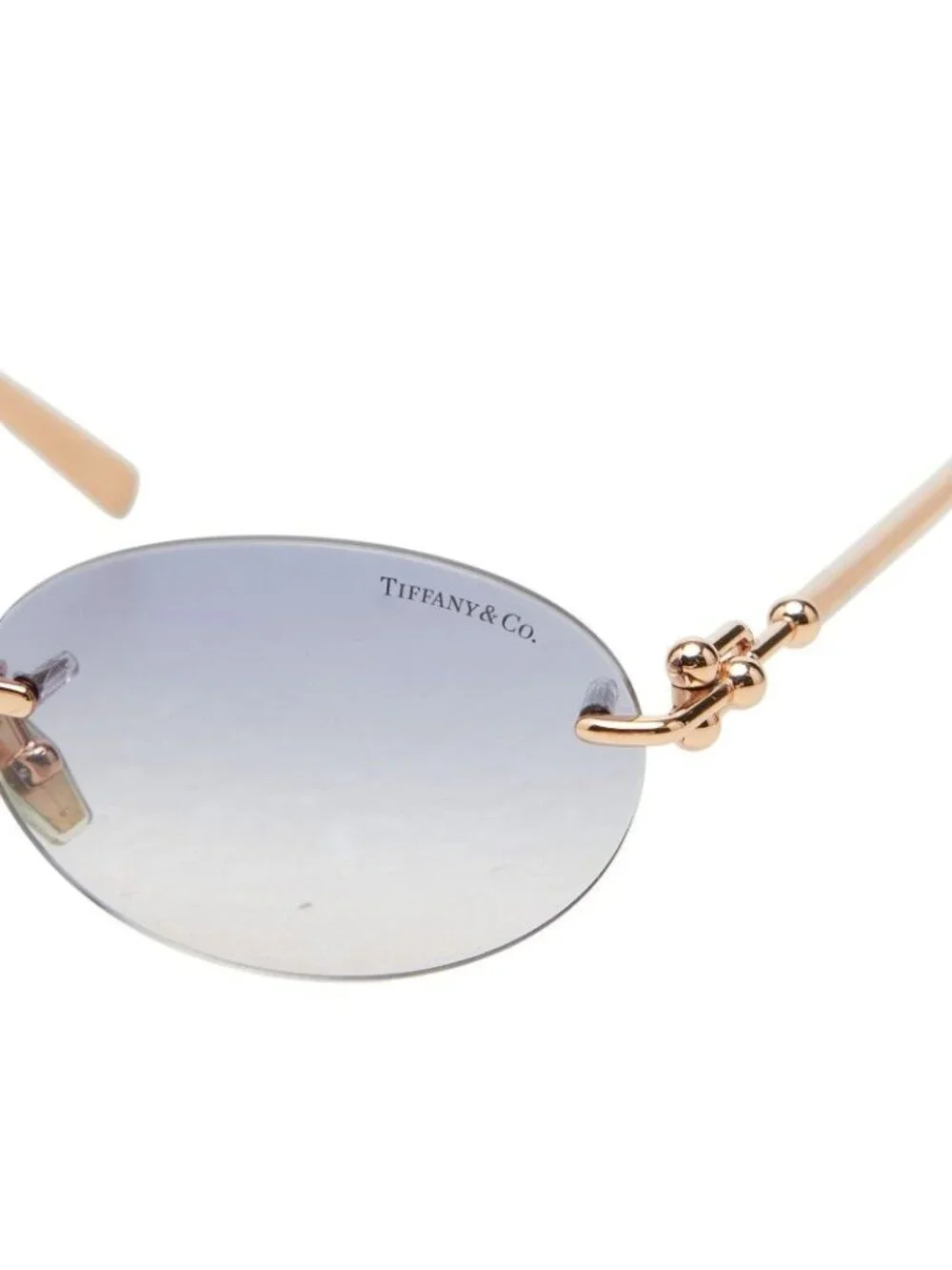 Tiffany & Co Gradient Frameless Rimless Sunglasses 16 Pink Gold Gray Plated